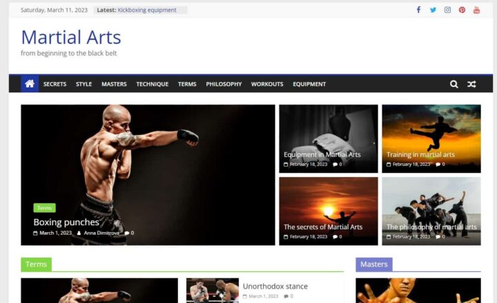 Интернет страница Martial Arts Center