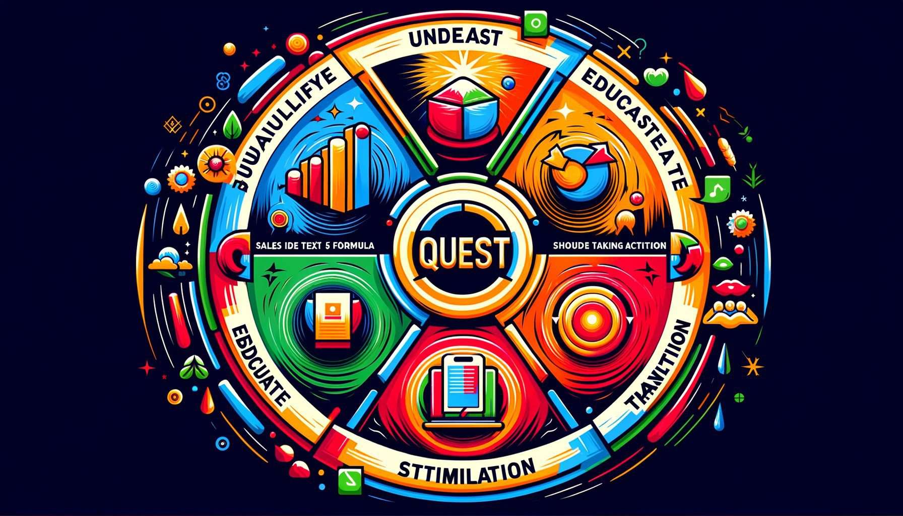 Формула за продаващ текст QUEST (Qualify – Understand – Educate – Stimulate – Transition)