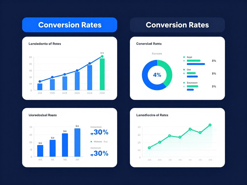 Comparison chart showing conversion rates of landing pages versus regular websites