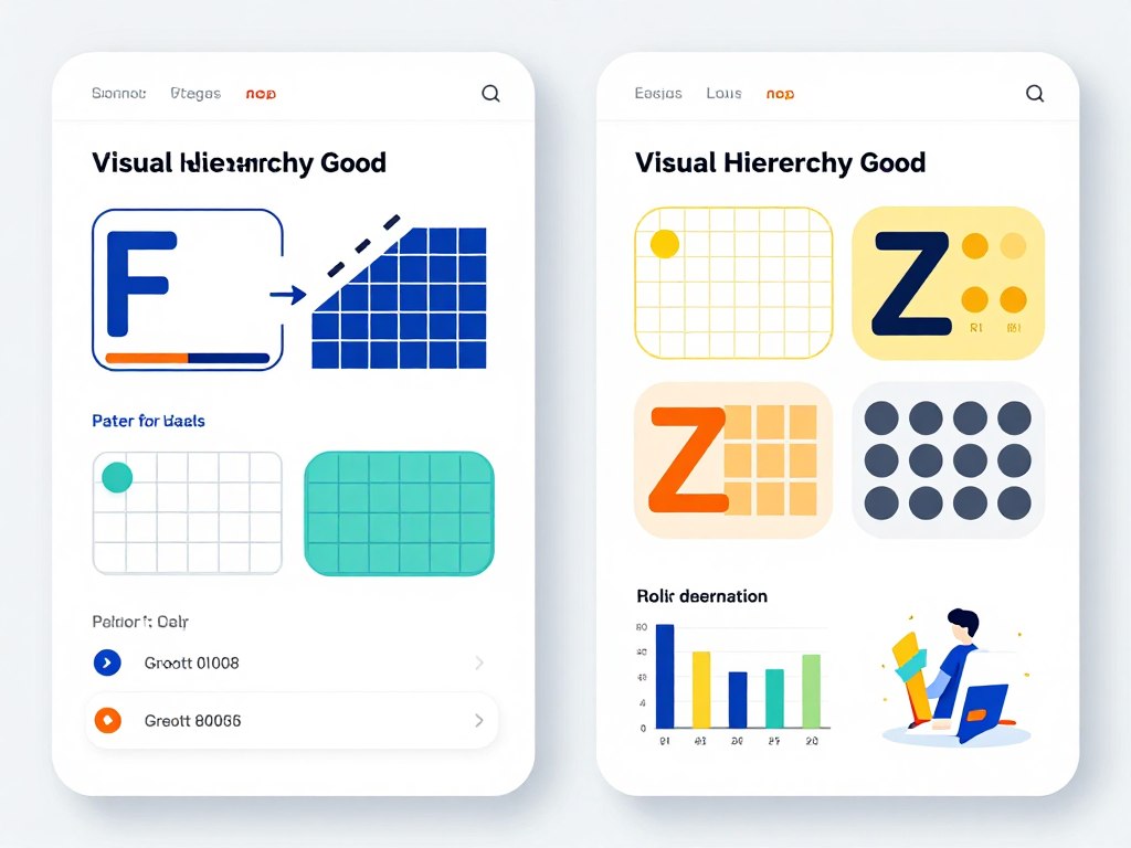Visual hierarchy demonstration in landing page design