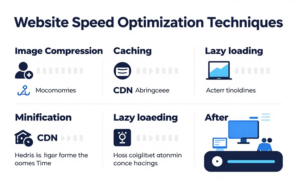 Website speed optimization techniques illustration