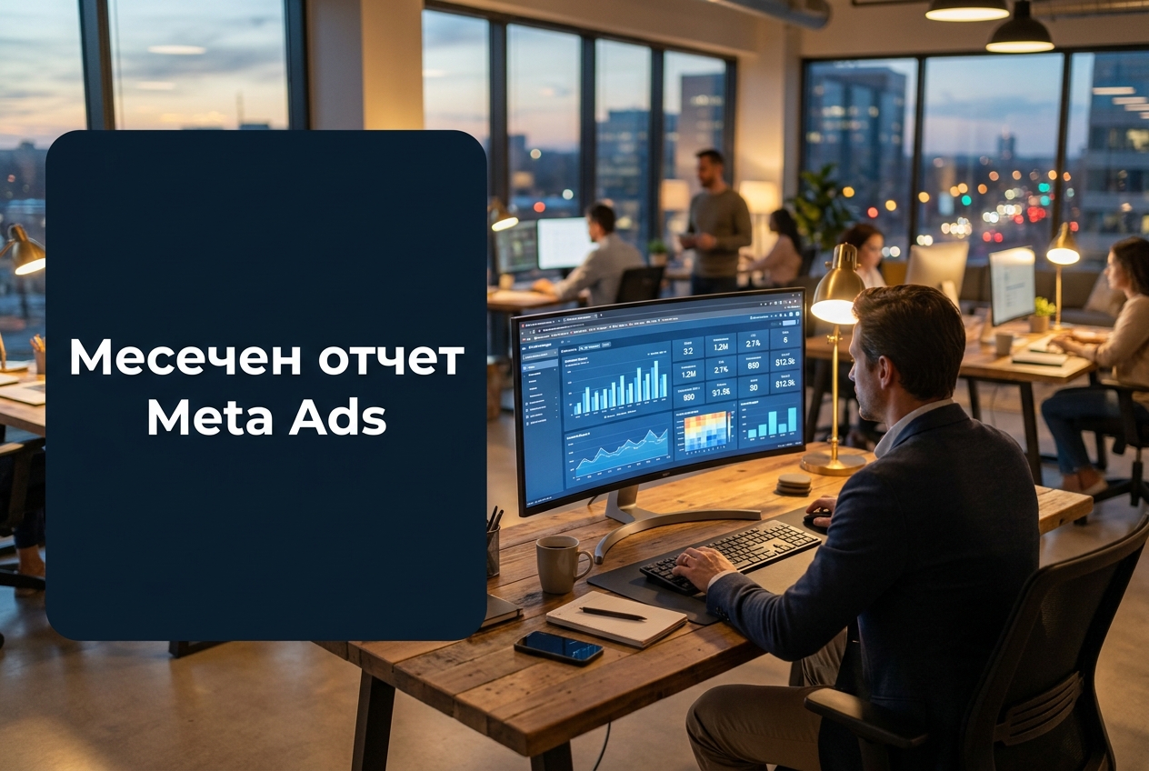 Мониторинг на Meta Ads акаунт — месечен отчет Мониторинг на Meta Ads акаунт — месечен отчет