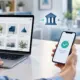 Илюстрация на банково плащане през онлайн магазин, телефон и QR код